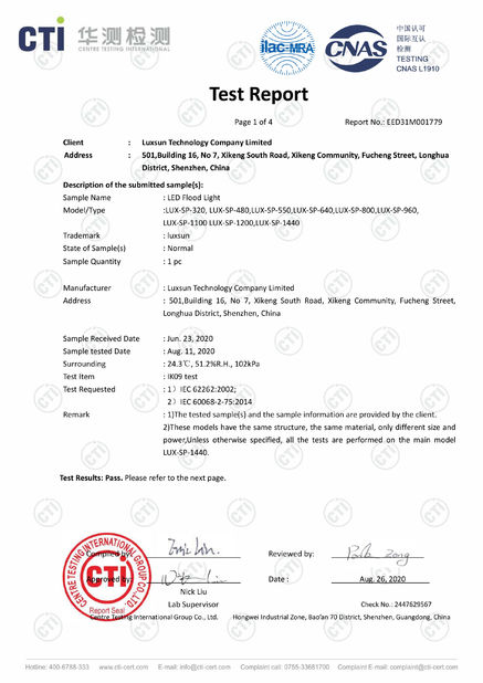 চীন Luxsun lighting Co.,Ltd সার্টিফিকেশন