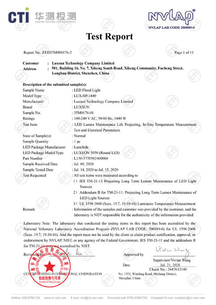 চীন Luxsun lighting Co.,Ltd সার্টিফিকেশন